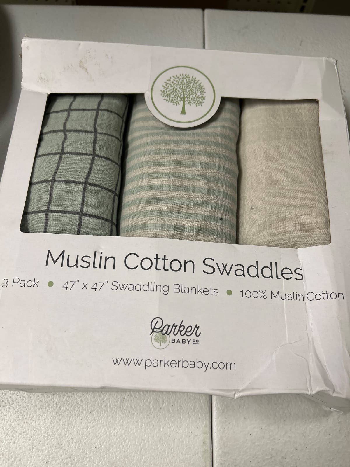 Muslin Swaddle Blankets, 100% Cotton, Sage, 3-Pack — photo 4