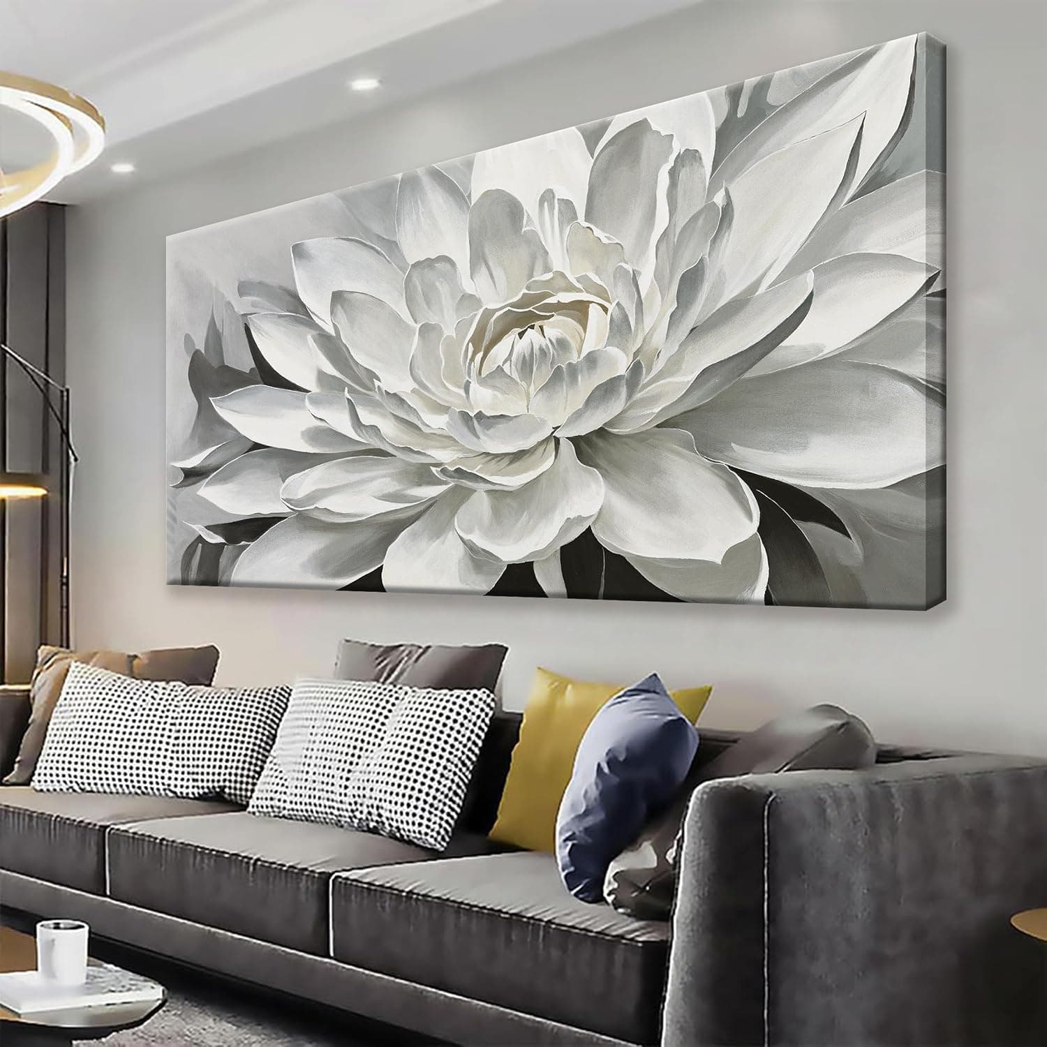 White Lotus Flower Canvas Wall Art Print