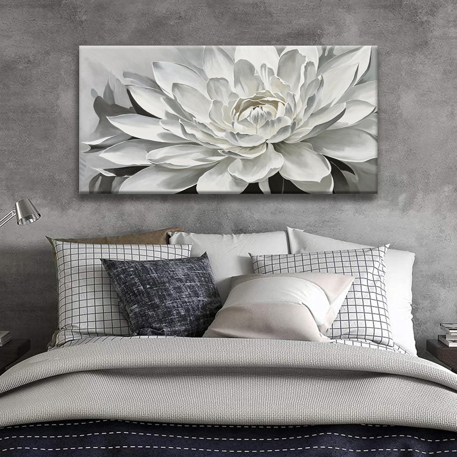 White Lotus Flower Canvas Wall Art Print — photo 2