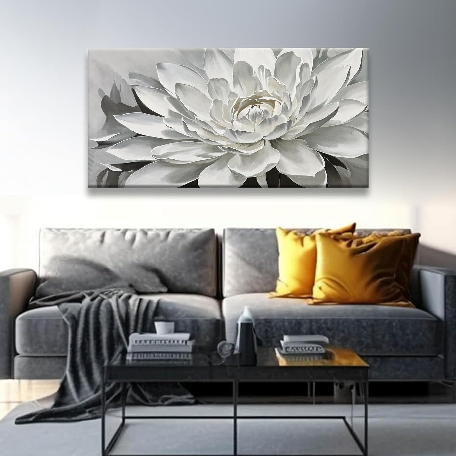 White Lotus Flower Canvas Wall Art Print — photo 3