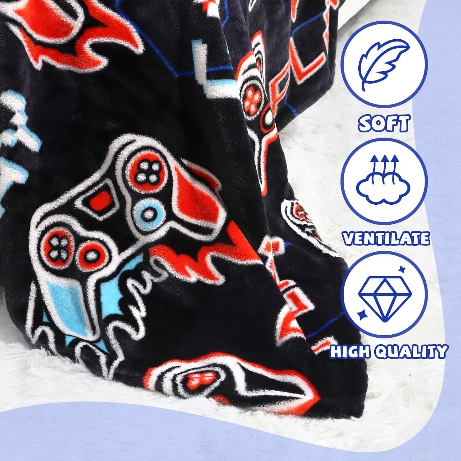Glow in the Dark Video Gaming Fleece Throw Blanket — photo 3