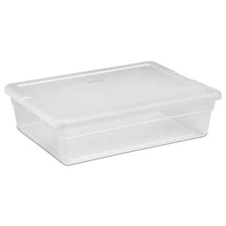 Sterilite 28 Qt Clear Under Bed Storage Bin with White Lid, 2-Pack