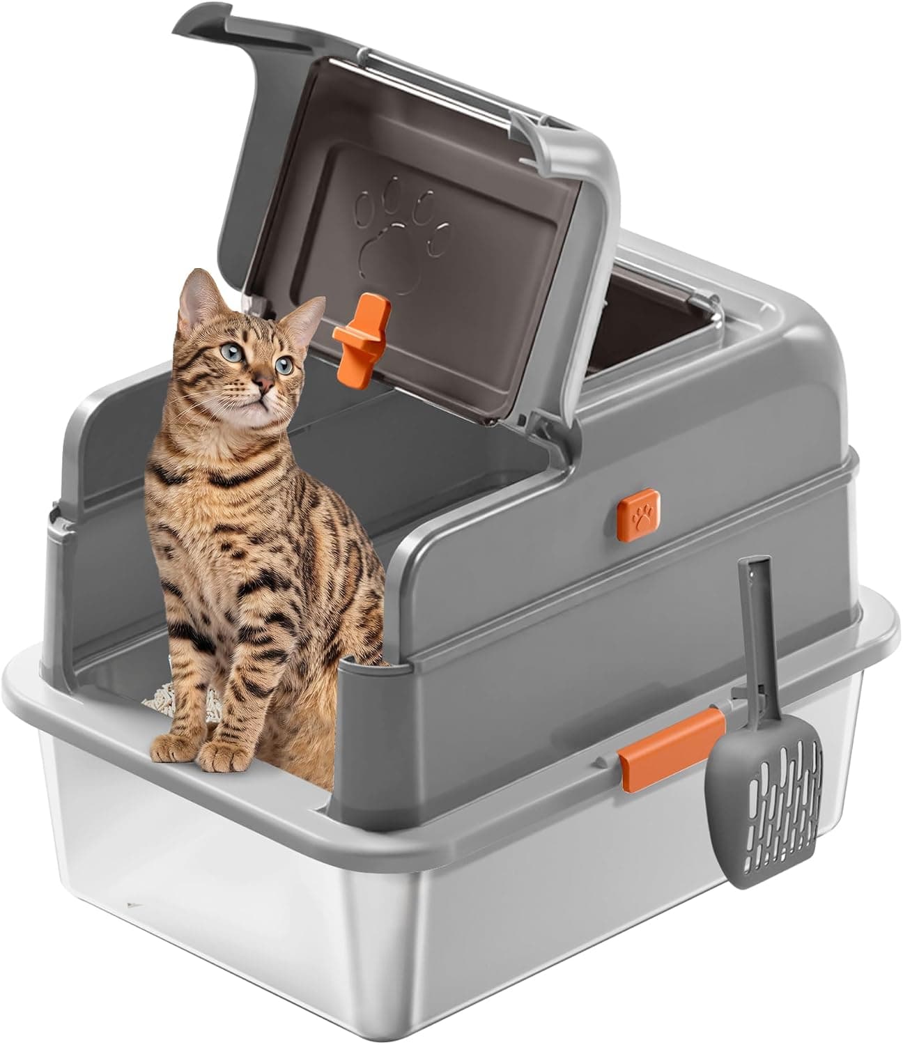 Stainless Steel Covered Cat Litter Box with Lid