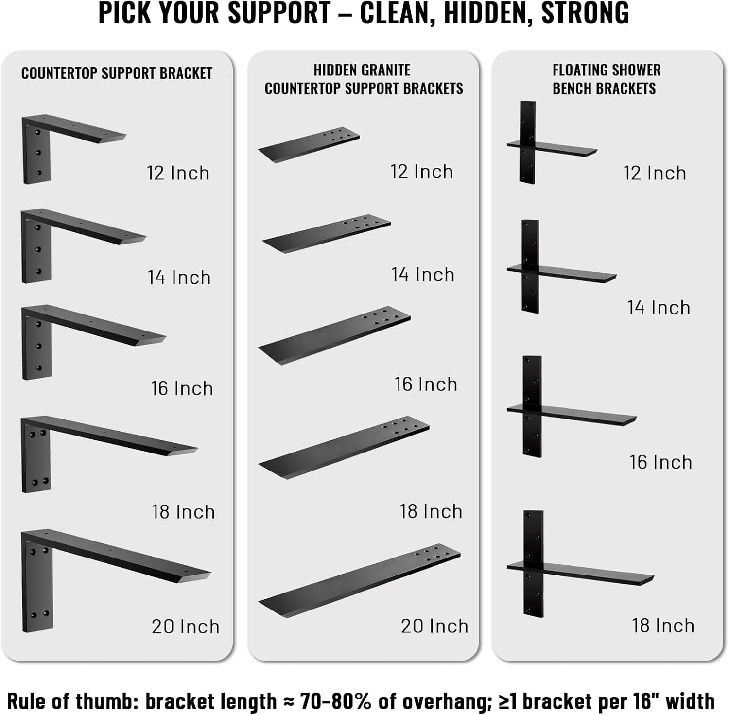 Countertop Support Brackets, 20 in, 3/8 in Thick, 4-Pack — photo 2