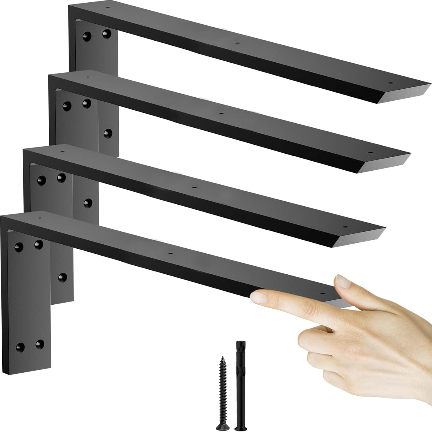 Countertop Support Brackets, 20 in, 3/8 in Thick, 4-Pack