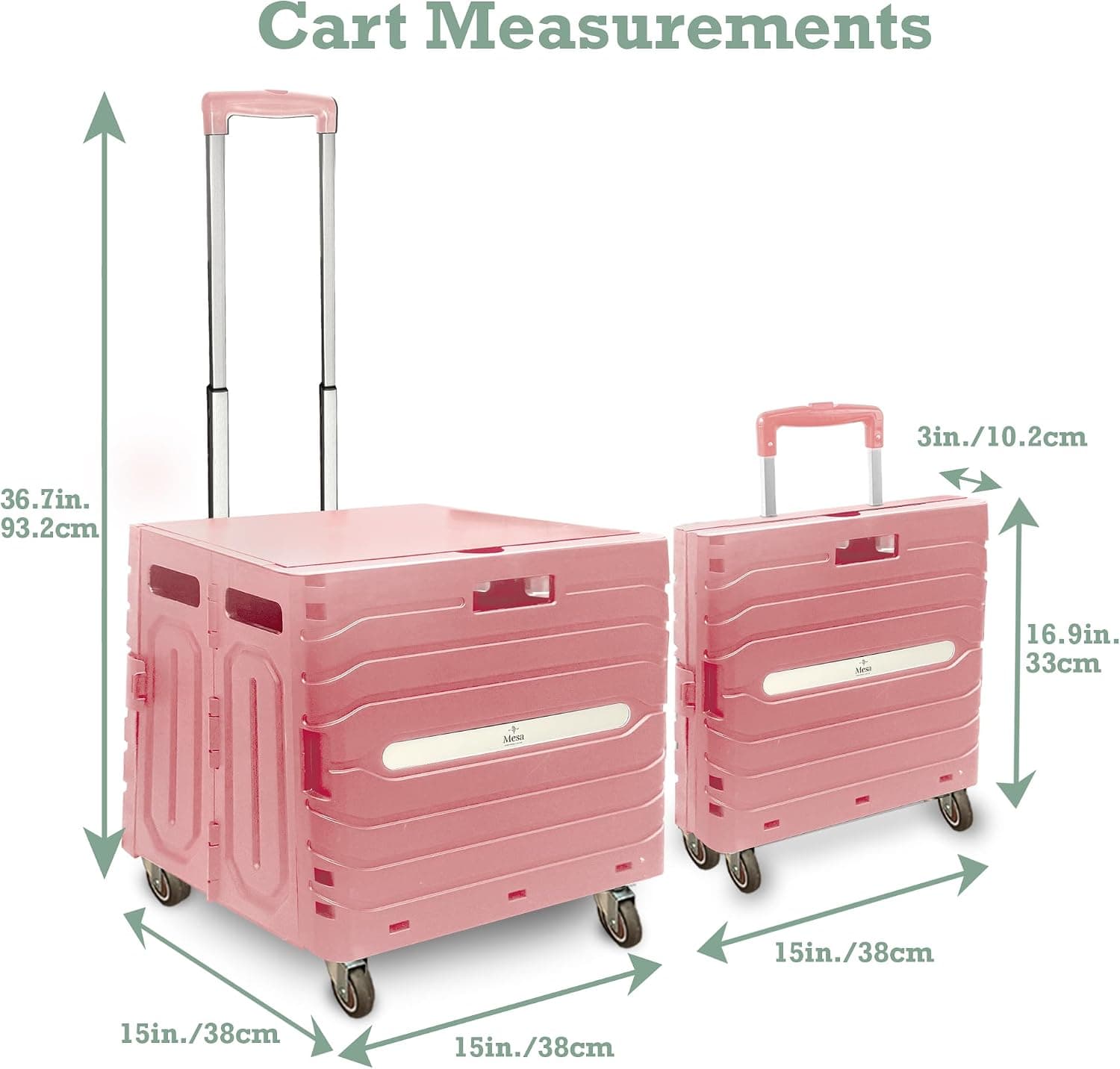 Collapsible Folding Utility Cart with Wheels, Pink — photo 2