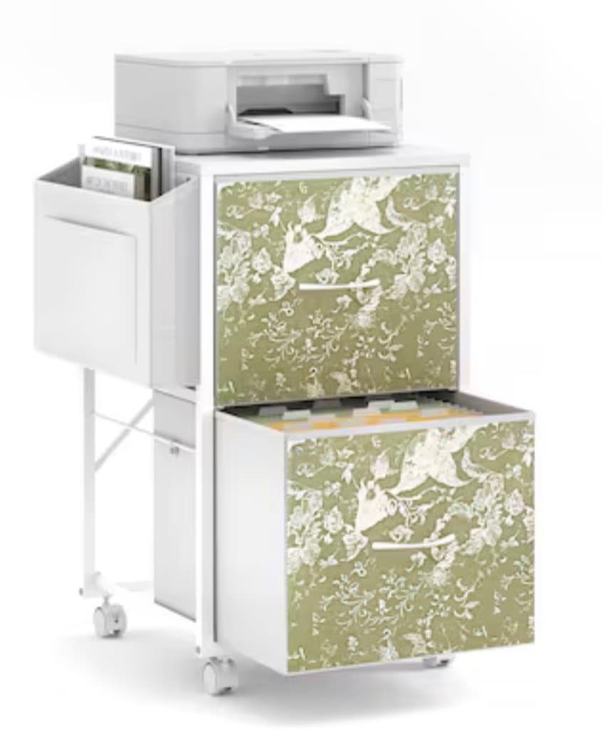 Rolling 2-Drawer File Cabinet with Side Bag, Under Desk
