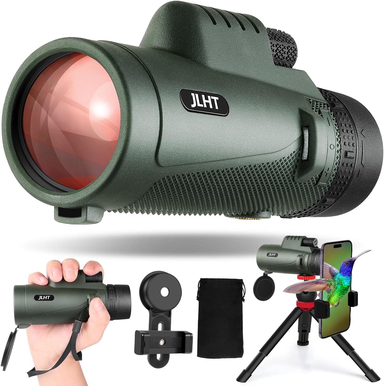 40x60 High Power Monocular with Smartphone Adapter and Tripod