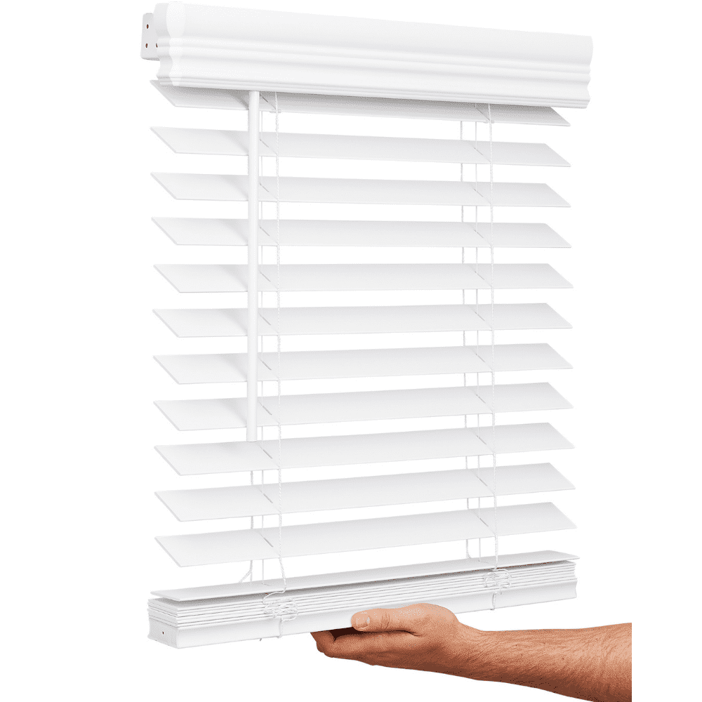Cordless 2 in Faux Wood Room Darkening Blind, 35 W x 64 L in, White