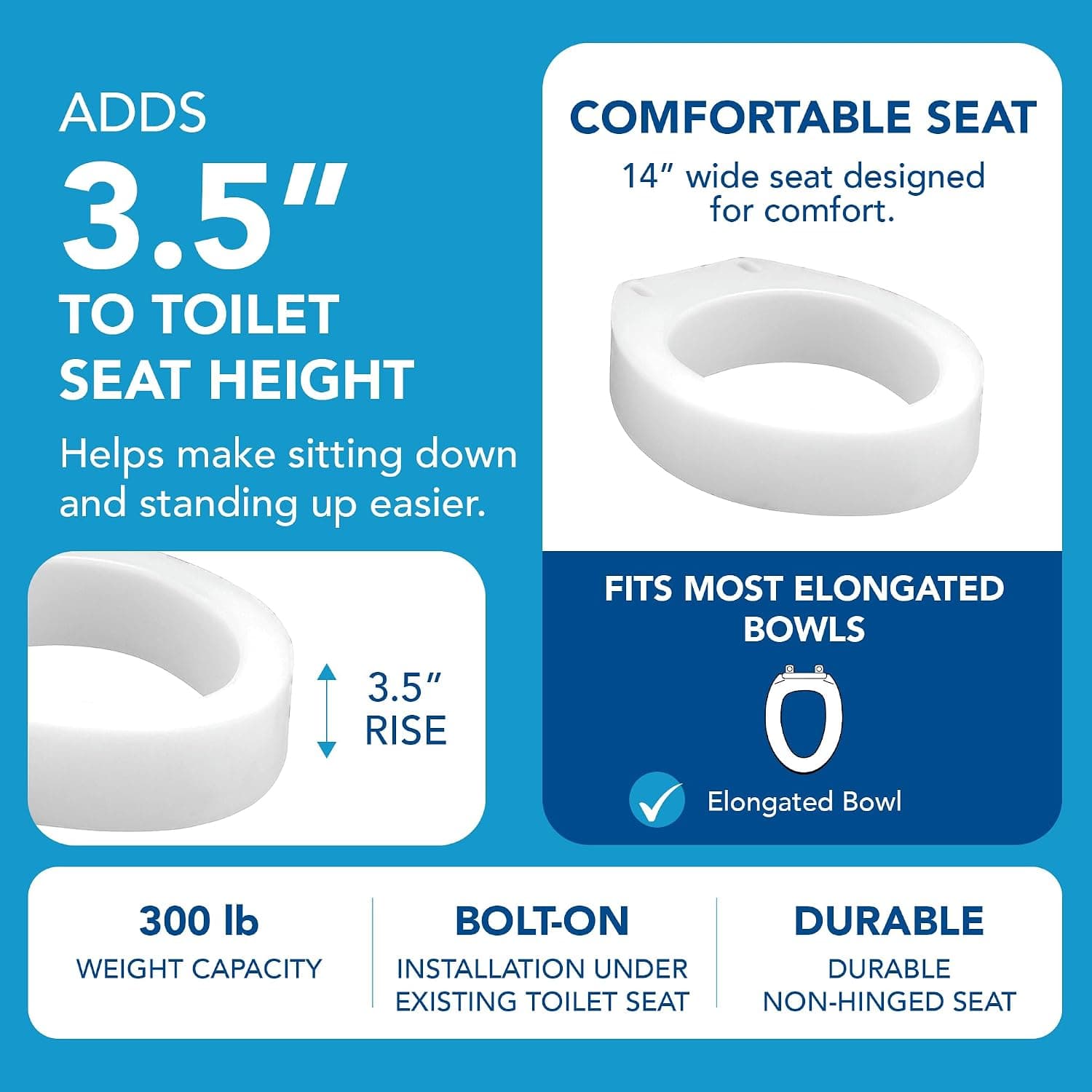 Carex Toilet Seat Riser, 3.5 in — photo 2