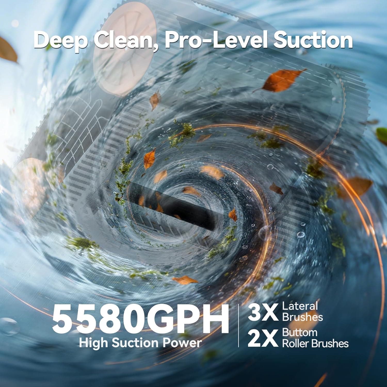 Cordless Robotic Pool Vacuum, 5580 GPH Suction, 180 Min Runtime — photo 3