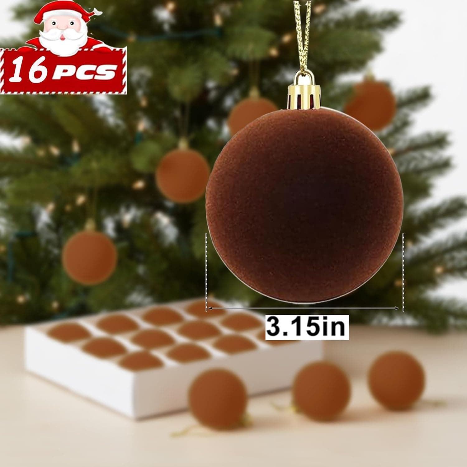 Red Velvet Christmas Ball Ornaments, 3.15 in, 16-Pack — photo 2