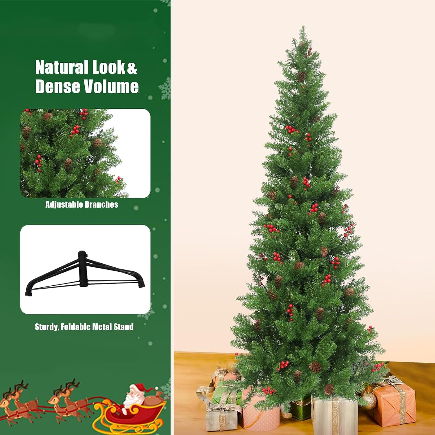 6FT Artificial Slim Christmas Tree — photo 3