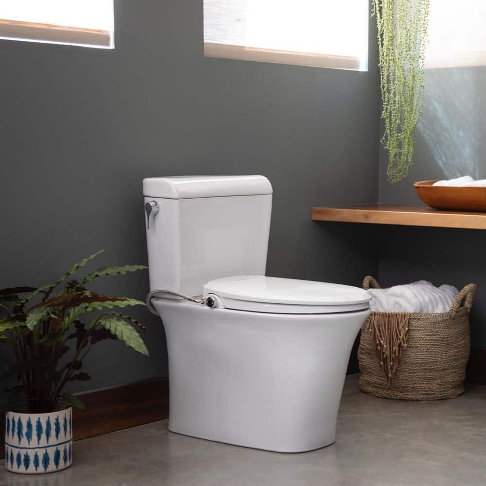 Brondell Bidet Toilet Seat Non-Electric Ecoseat Fits Elongated Toilets White - Dual…