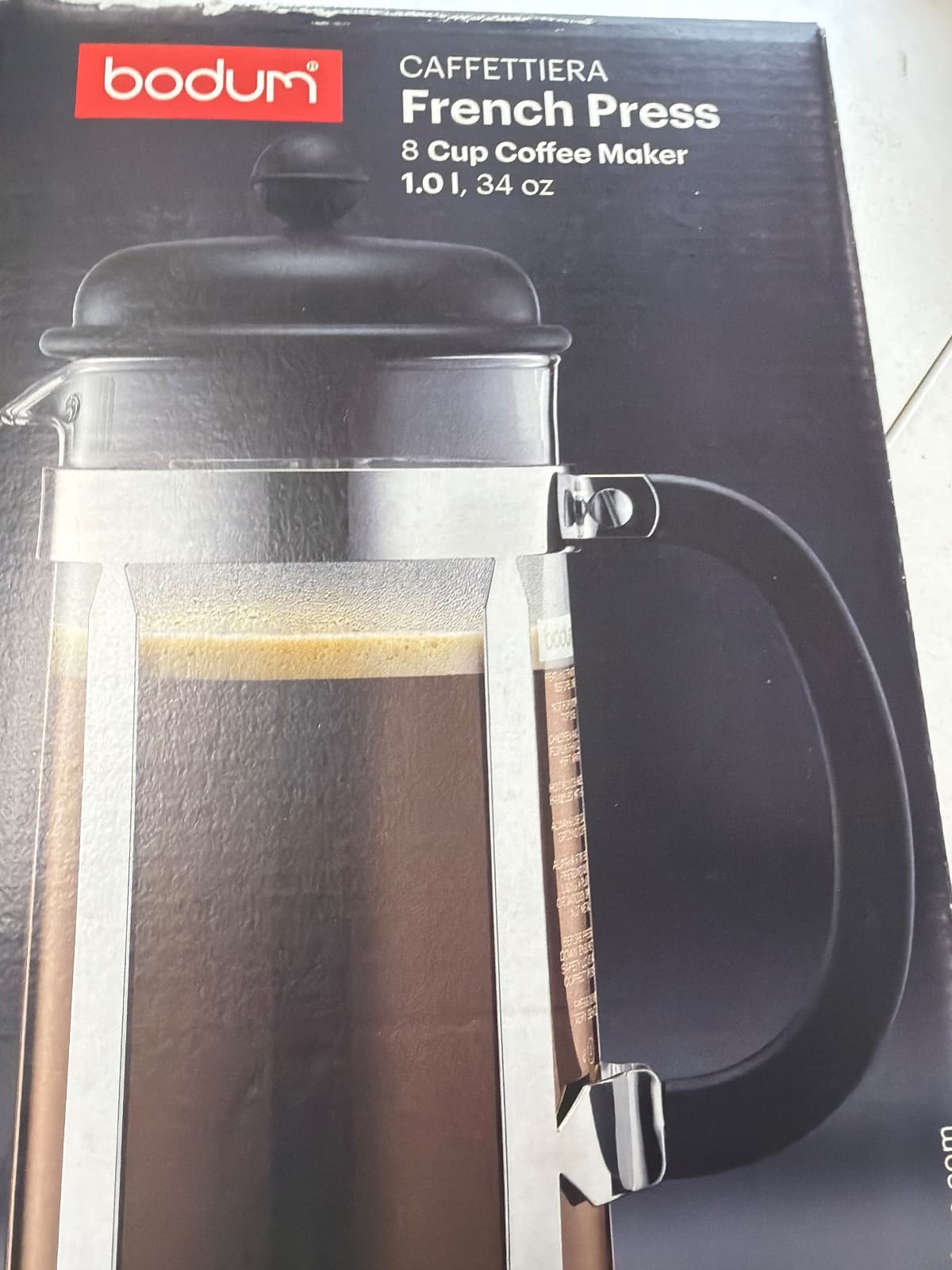 Bodum Caffettiera French Press Coffee Maker Black Plastic Lid and Stainless Steel Frame… — photo 3