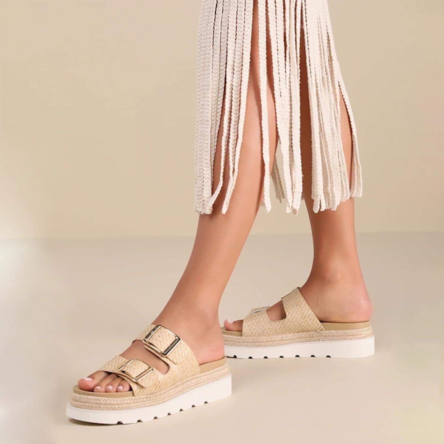 Yishaweiqi Espadrilles Platform Sandals for Women Comfortable Raffia Flatform Sandals… — photo 3
