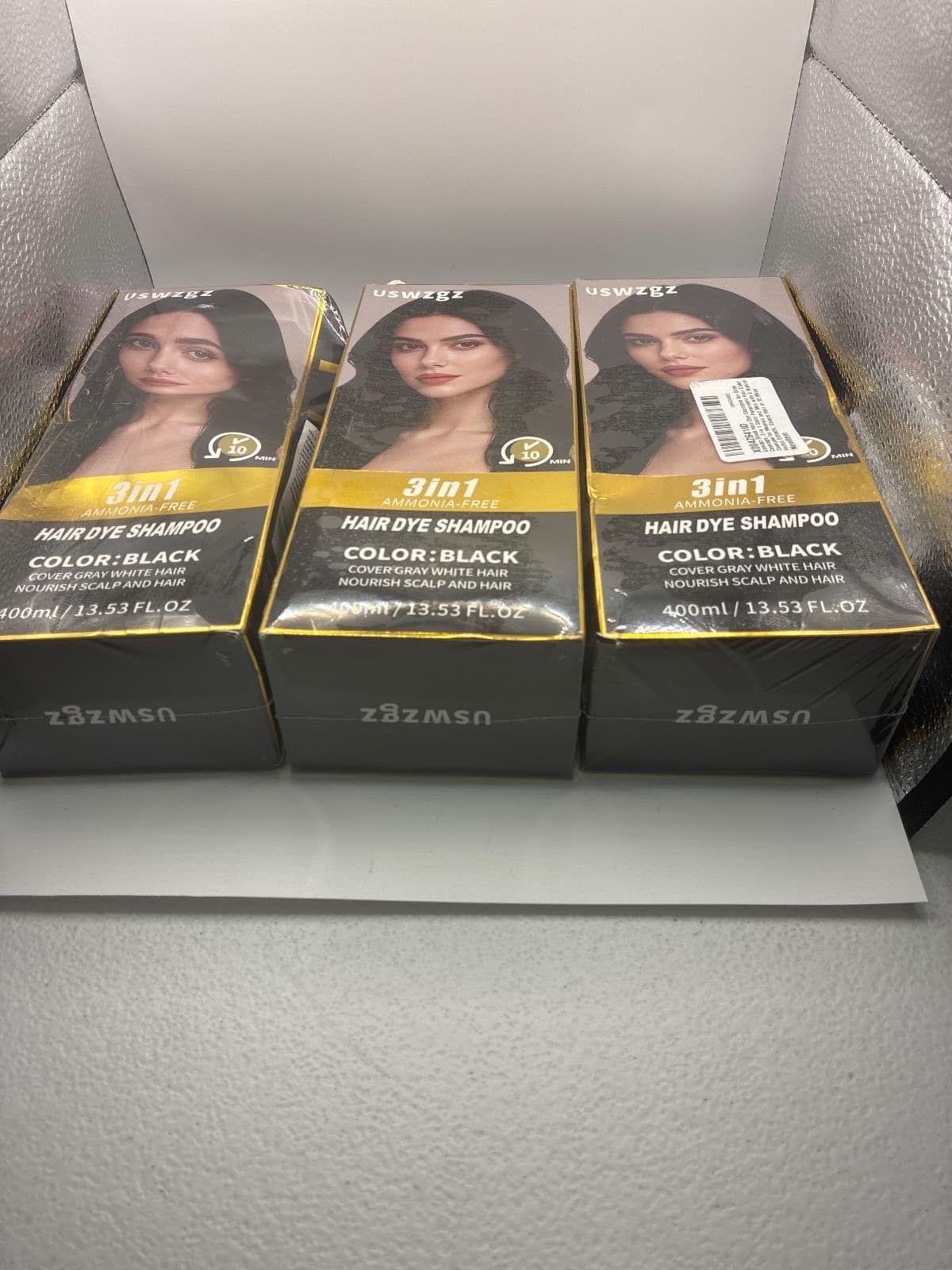 3 in 1 hair dye shampoo color black( 3 pack) — photo 2