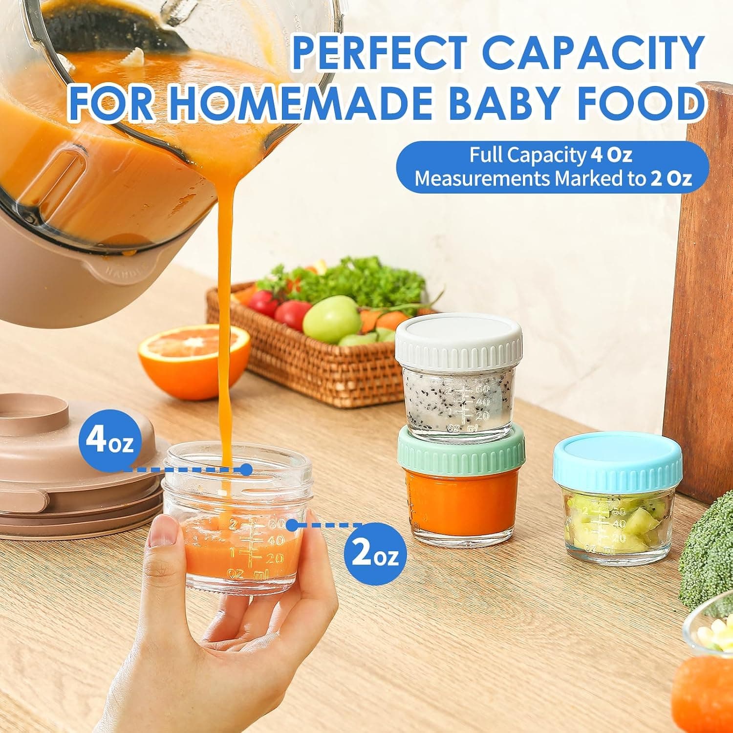 6 pcs  Baby Food Storage Containers 4 Oz Small Glass Jars with Lids 2 pack 12 total  — photo 3