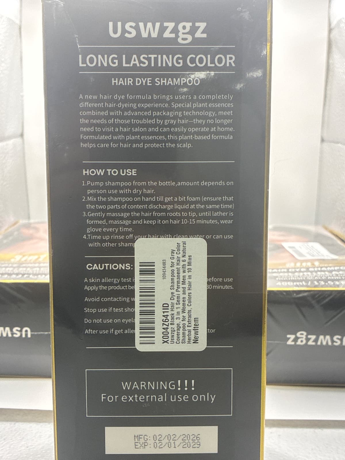 3 in 1 hair dye shampoo color black( 3 pack)