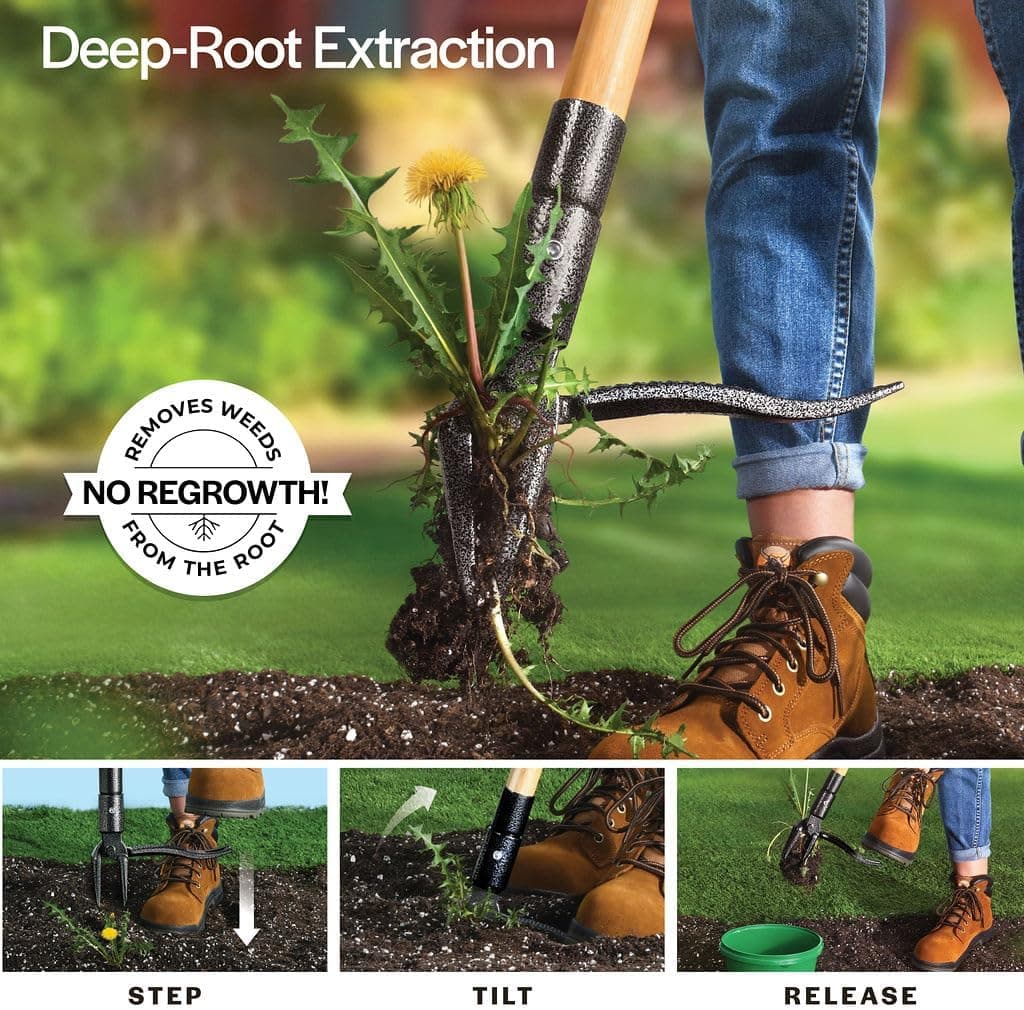 Weed Puller Tool, Stand Up Heavy Duty Weed Remover Tool with Long Handle — photo 2