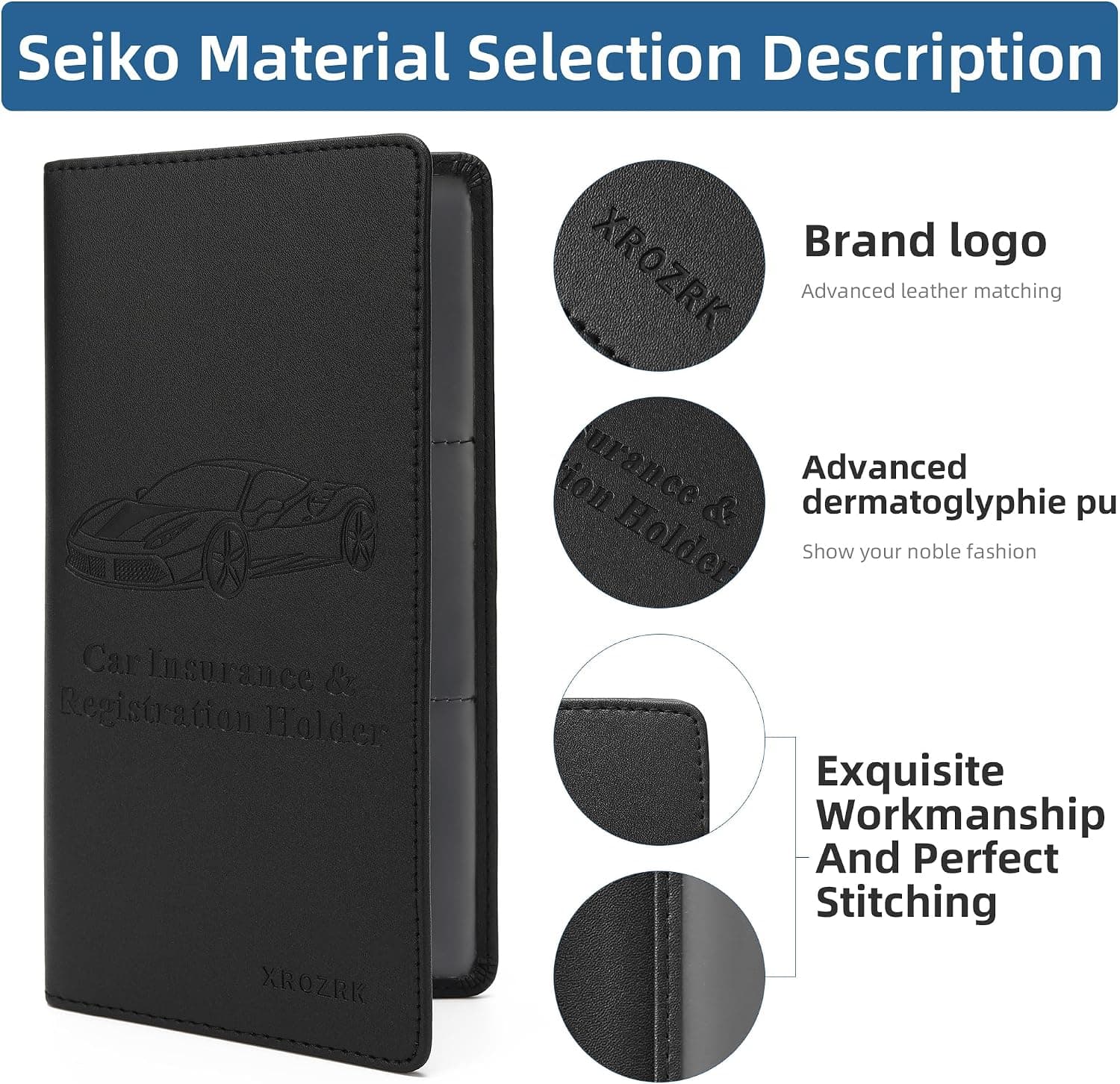 (2 Pack) Premium Car Registration & Insurance Card Holder with Magnetic Closure & Clear Pockets — photo 3