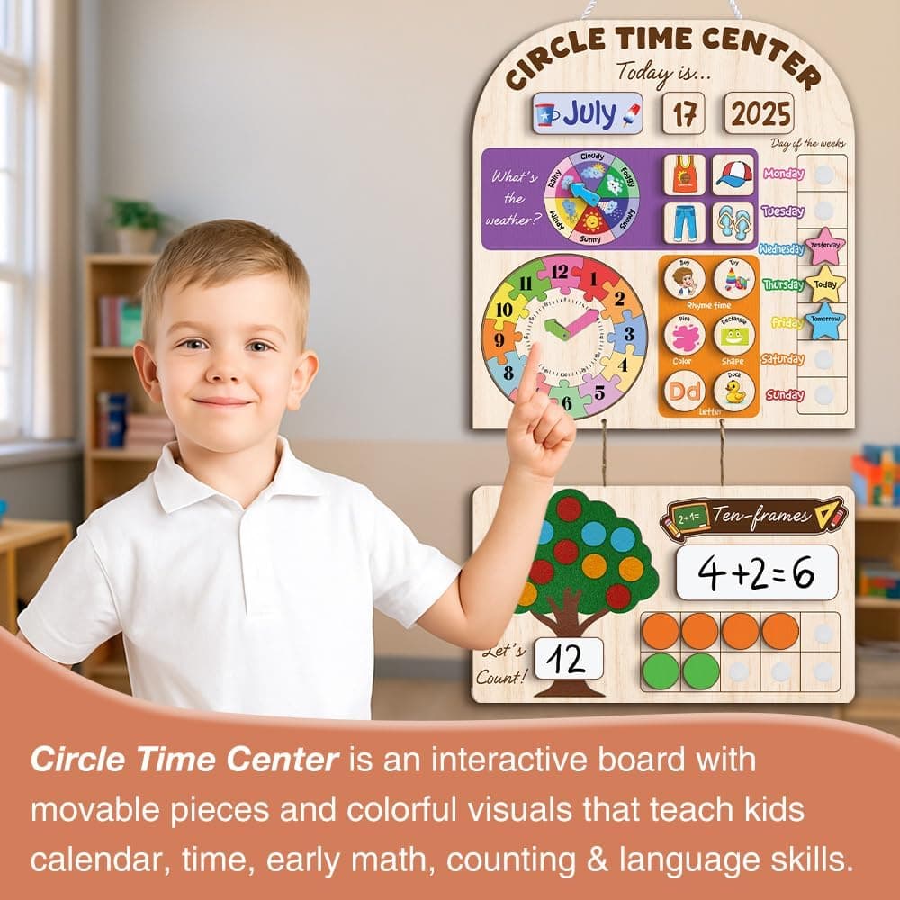 Interactive Calendar for Kids Ages 3-8, Circle Time Learning Center