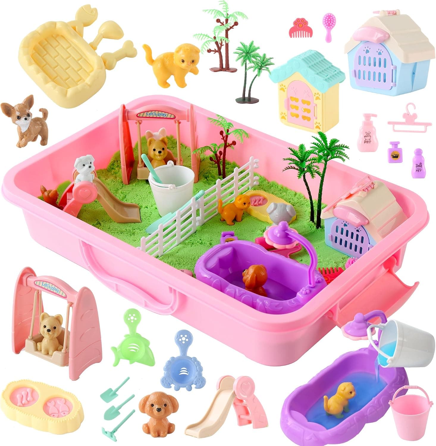 36 PCS Pet Sensory Bin Moldable Sensory Sand Kit and Sandbox with Lid Dog and Cat…