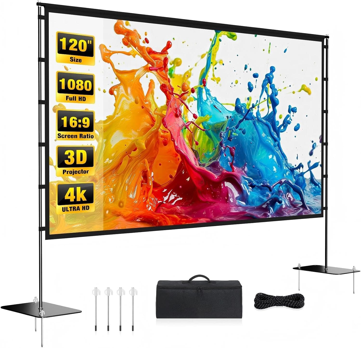 Outdoor Projector Screen with Stand - inch Portable Projector Screens Indoor Outdoor…