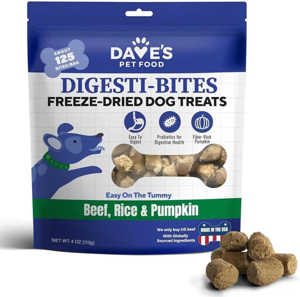 4 pack Dave's Pet Food Freeze Dried Dog Treats & Topper, Beef & Liver, 4 oz