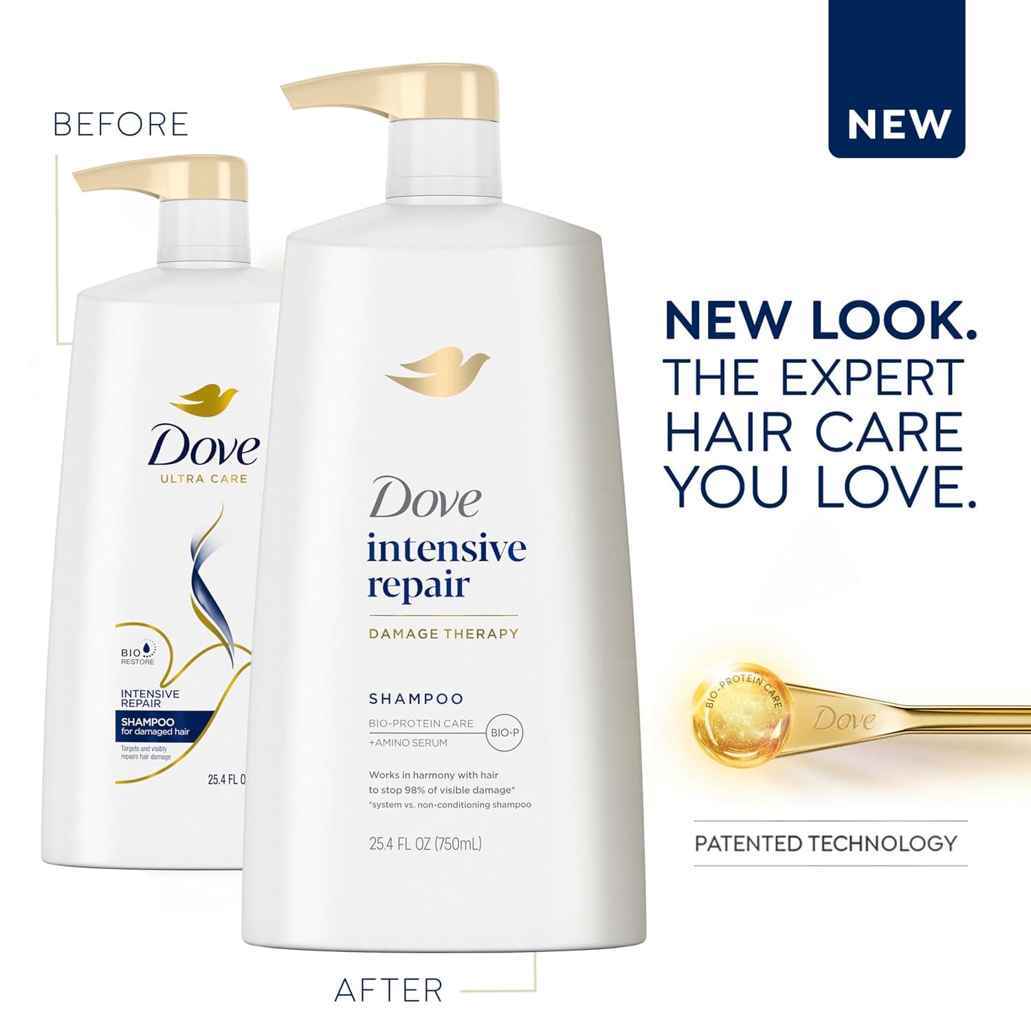 Dove Shampoo Intensive Repair for Damaged Hair Shampoo with Bio-Restore Complex 25.4 oz — photo 3