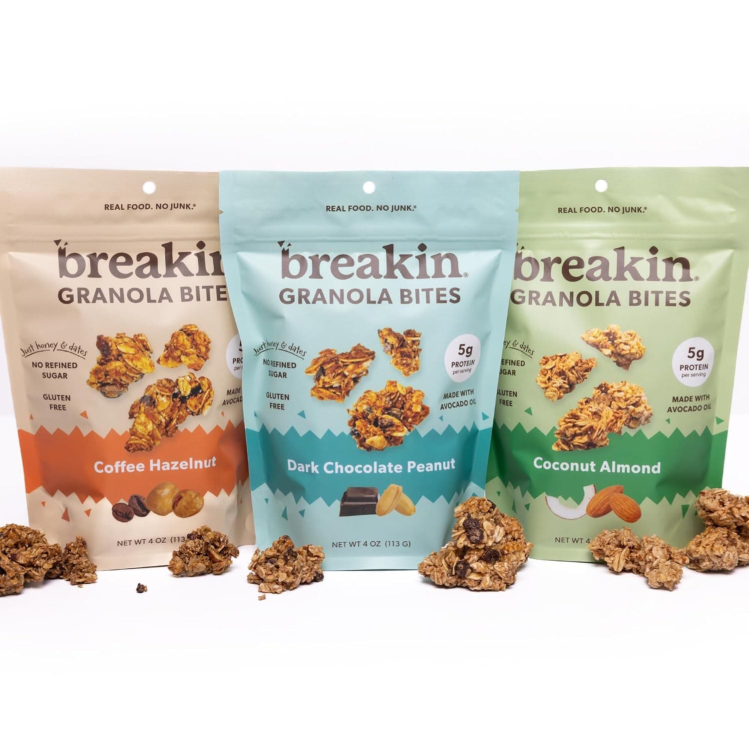 Breakin Protein & Fiber Granola Bites – Variety Pack, (3 Pack