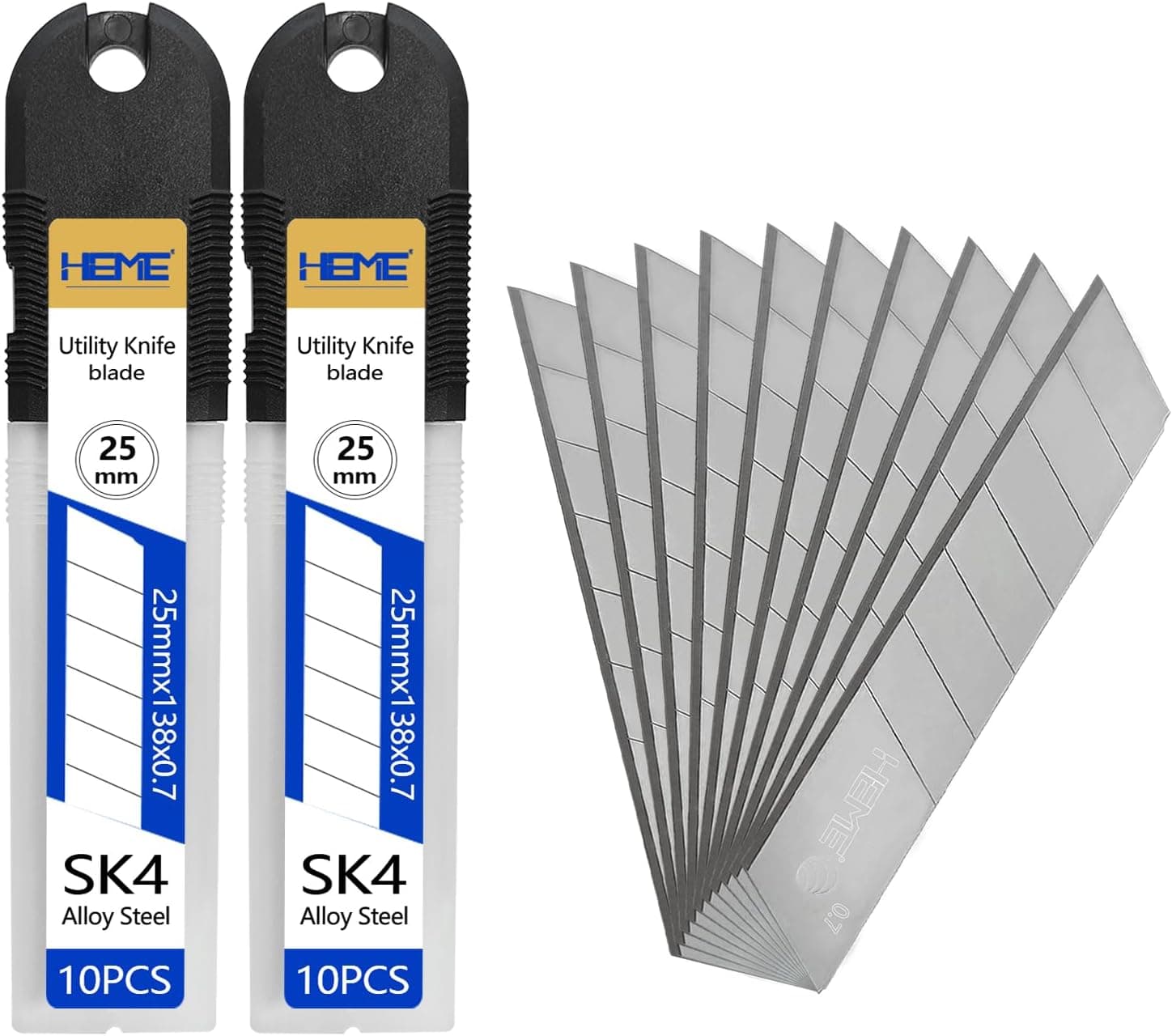 Tools 10pcs 25mm Utility Knife Replacement Blades Snap off 60 Degree，Blades for Utility…