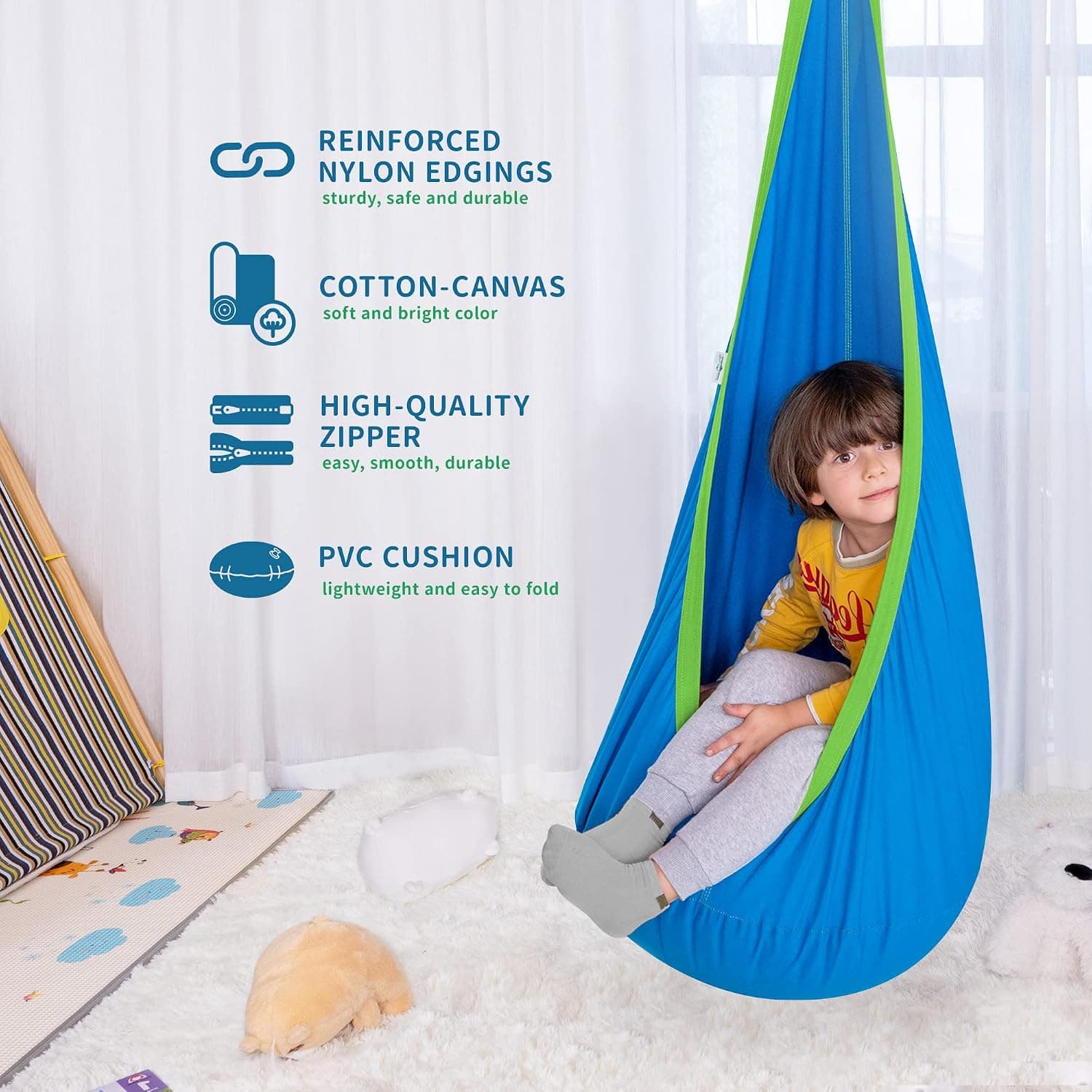 OUTREE Kids Pod Swing Seat, Cotton Sensory Swing for Indoor and Outdoor — photo 2