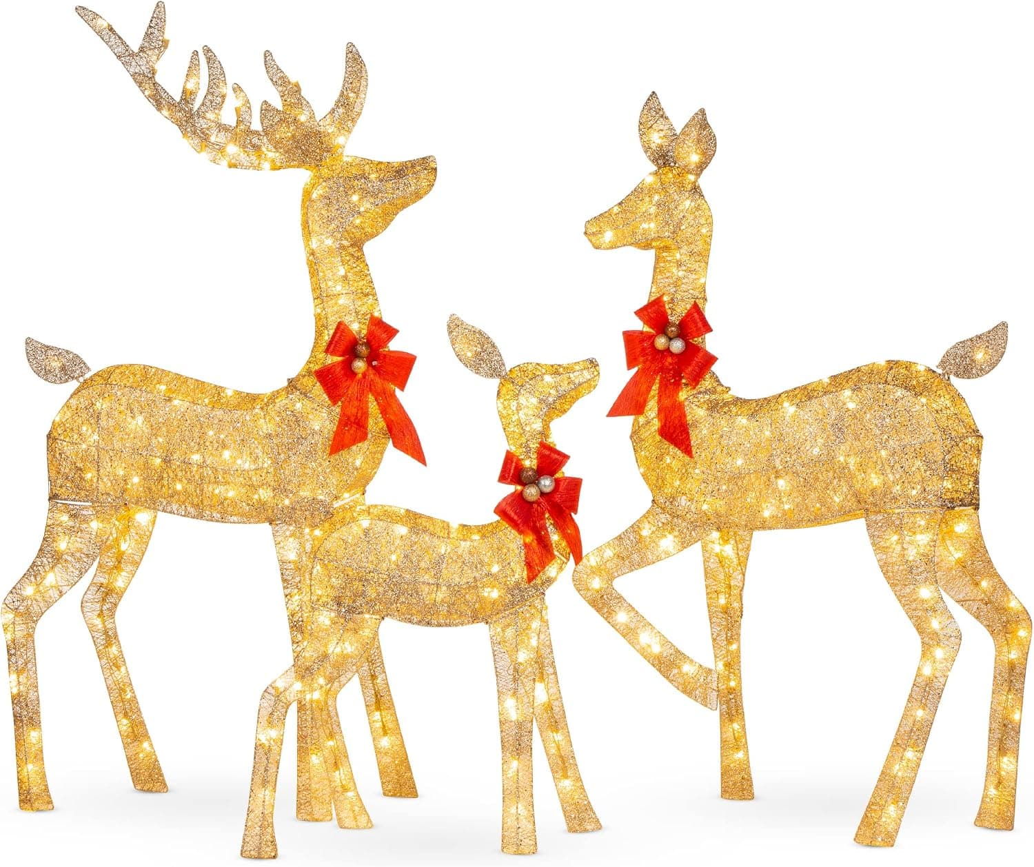 Best Choice Products 3-Piece Large Lighted Christmas Deer Family Set 5Ft Outdoor Yard…