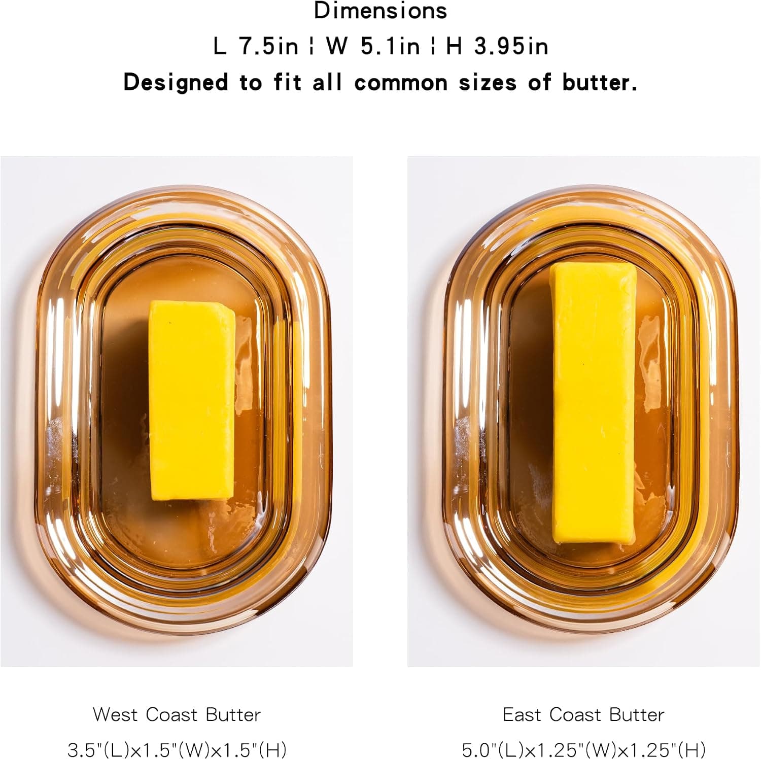 Vintage Colored Glass Butter Dish with Lid for Countertop