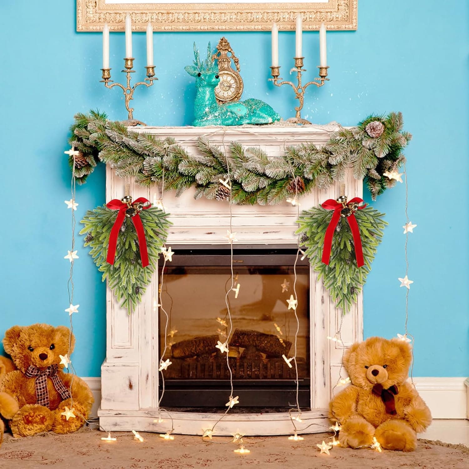 2PCS Christmas Decorations for Front Door Wreaths Fireplace Wall Decor — photo 2