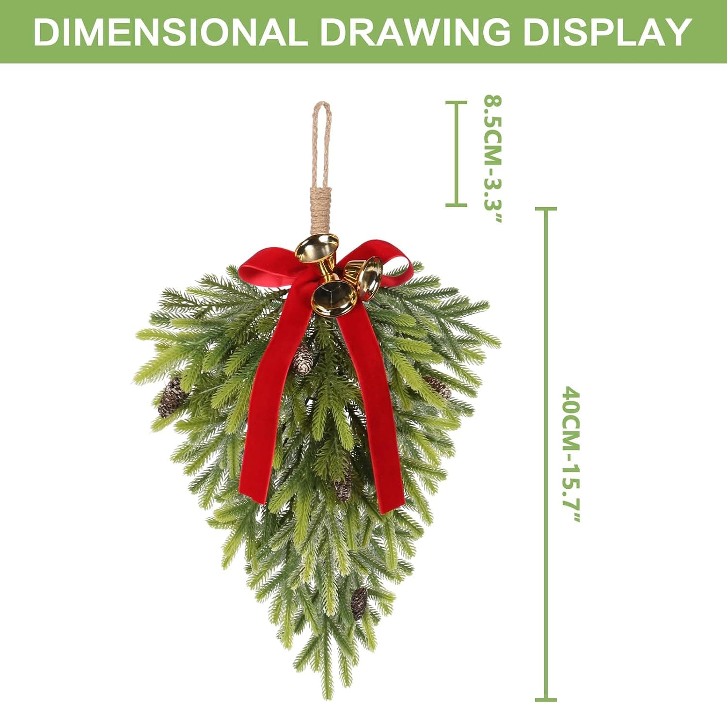 2PCS Christmas Decorations for Front Door Wreaths Fireplace Wall Decor