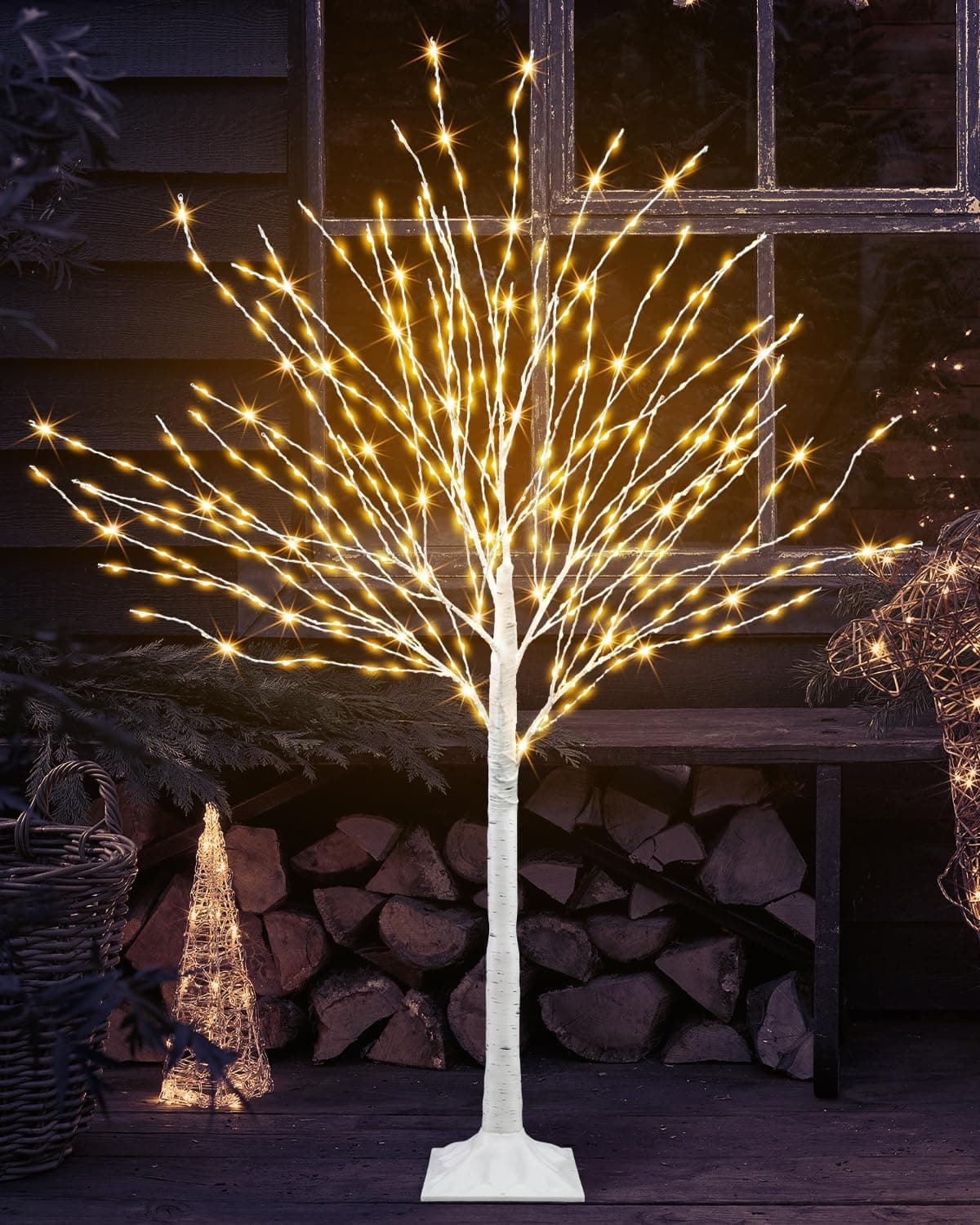 432 LED Lighted Birch Tree, 4 FT White Christmas Tree — photo 2