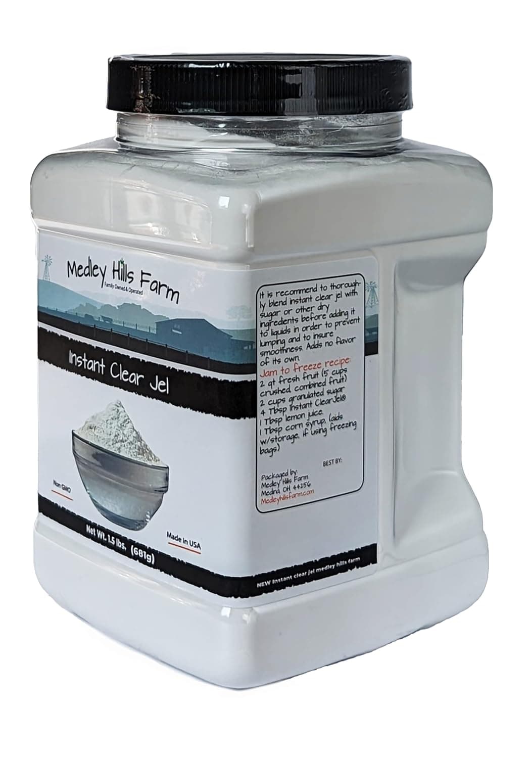 Instant clear jel by Medley hills farm 1.5 Lbs. in Reusable Container - Great Clear jel…