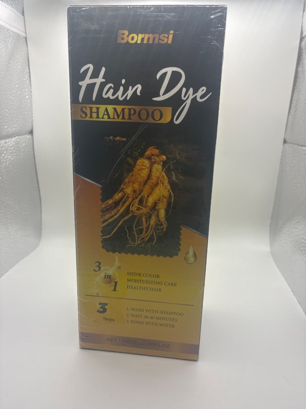 Black Hair Dye Shampoo 3 in 1, At Home Semi Permanent Gray Hair Coverage — photo 4