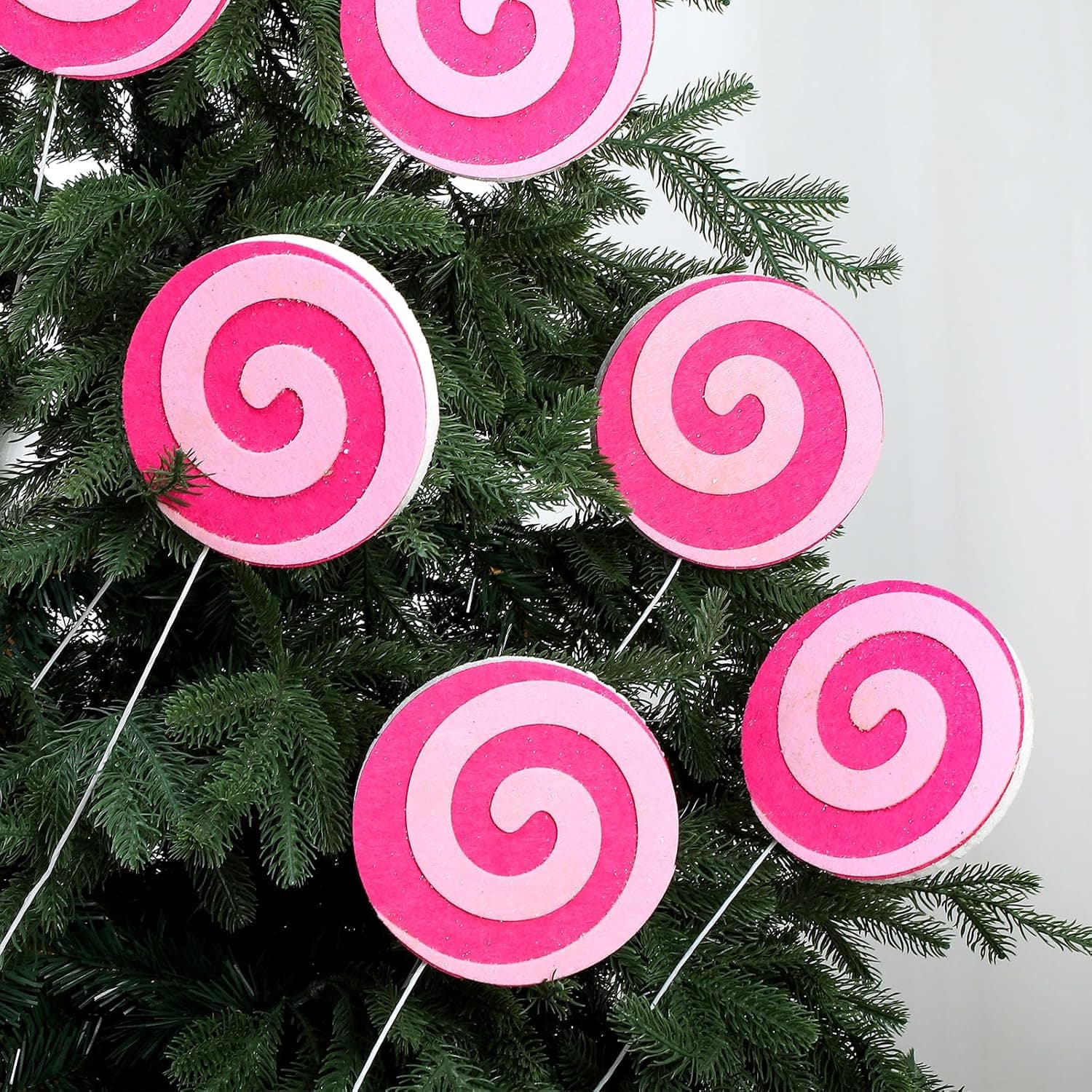 Simgoing 6 Pcs Pink Candy Christmas Picks for Wreath Christmas Tree Candy Ornaments 6 x…