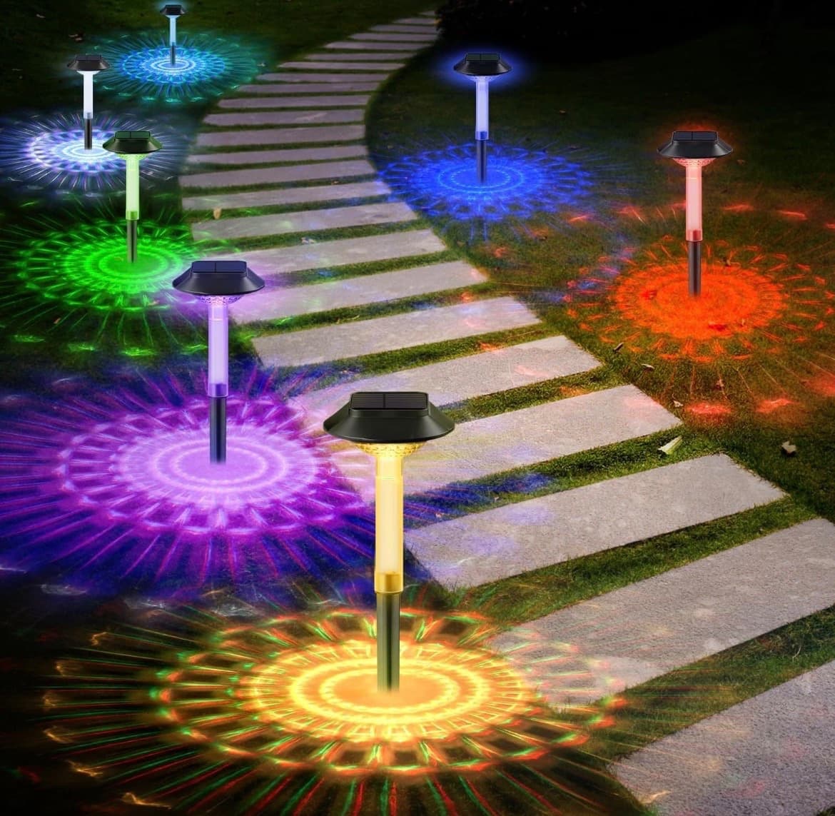  Solar Pathway Lights - 8 Pack IP68 Waterproof