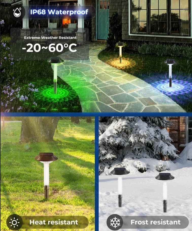  Solar Pathway Lights - 8 Pack IP68 Waterproof — photo 3