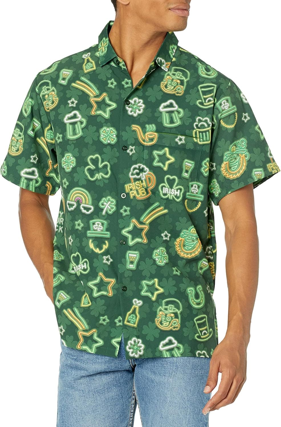 Funny Guy Mugs Mens Hawaiian Print Button Down Short Sleeve Shirt — photo 2