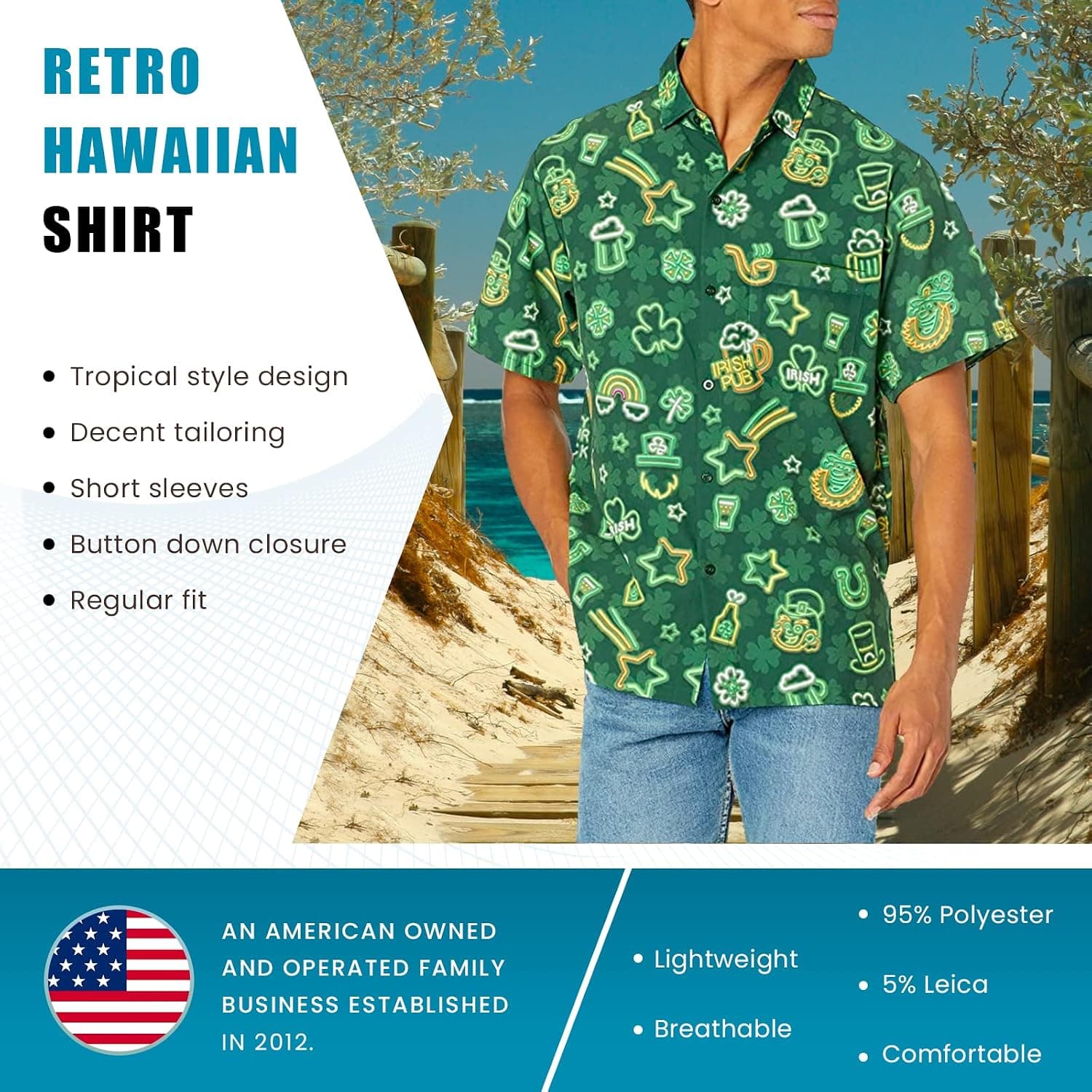 Funny Guy Mugs Mens Hawaiian Print Button Down Short Sleeve Shirt — photo 3