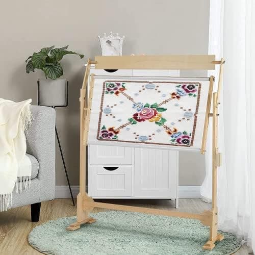 Wooden Cross Stitch Embroidery Floor Stand, 360° Rotating