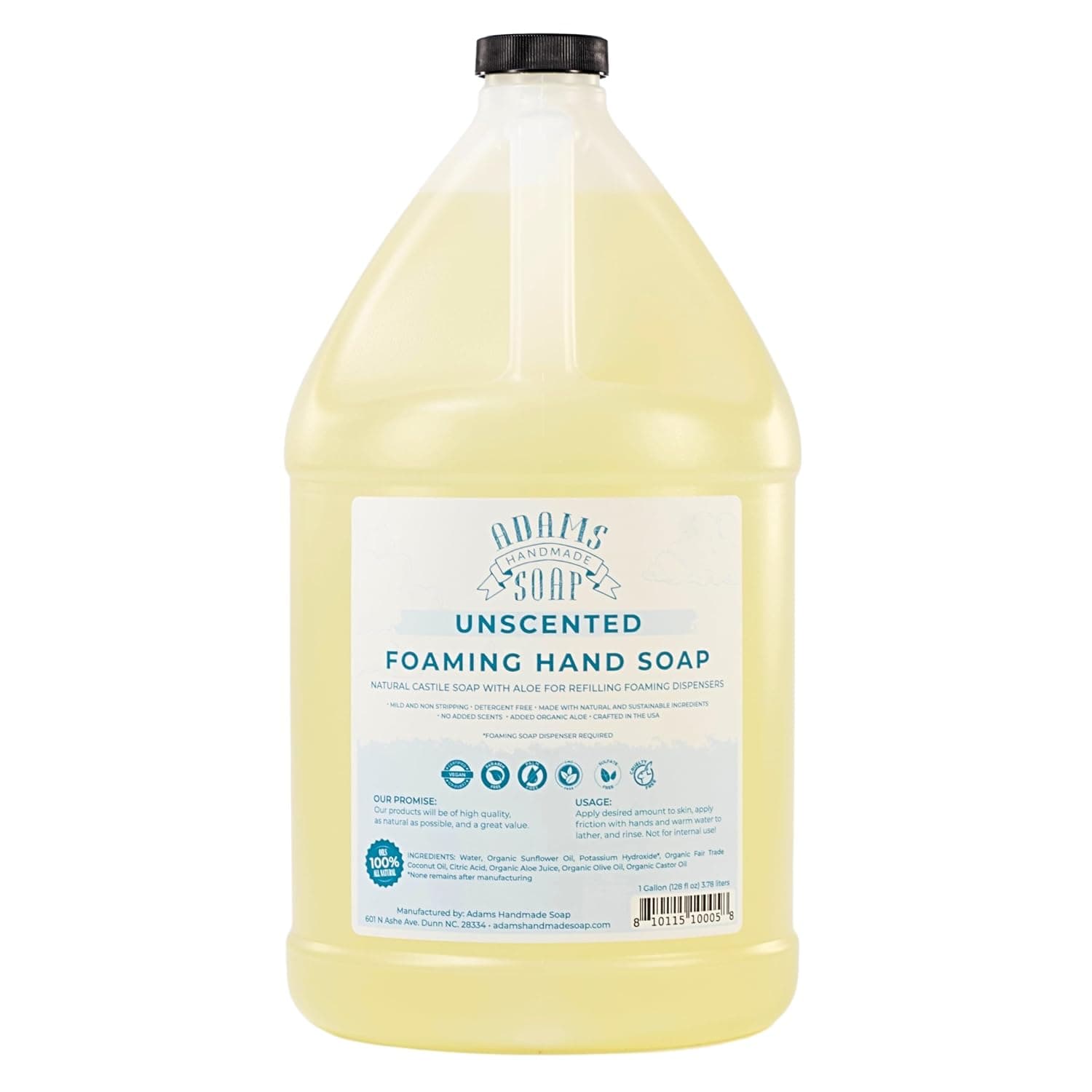 Castile Foaming Hand Soap Refill, Unscented, 1 Gallon