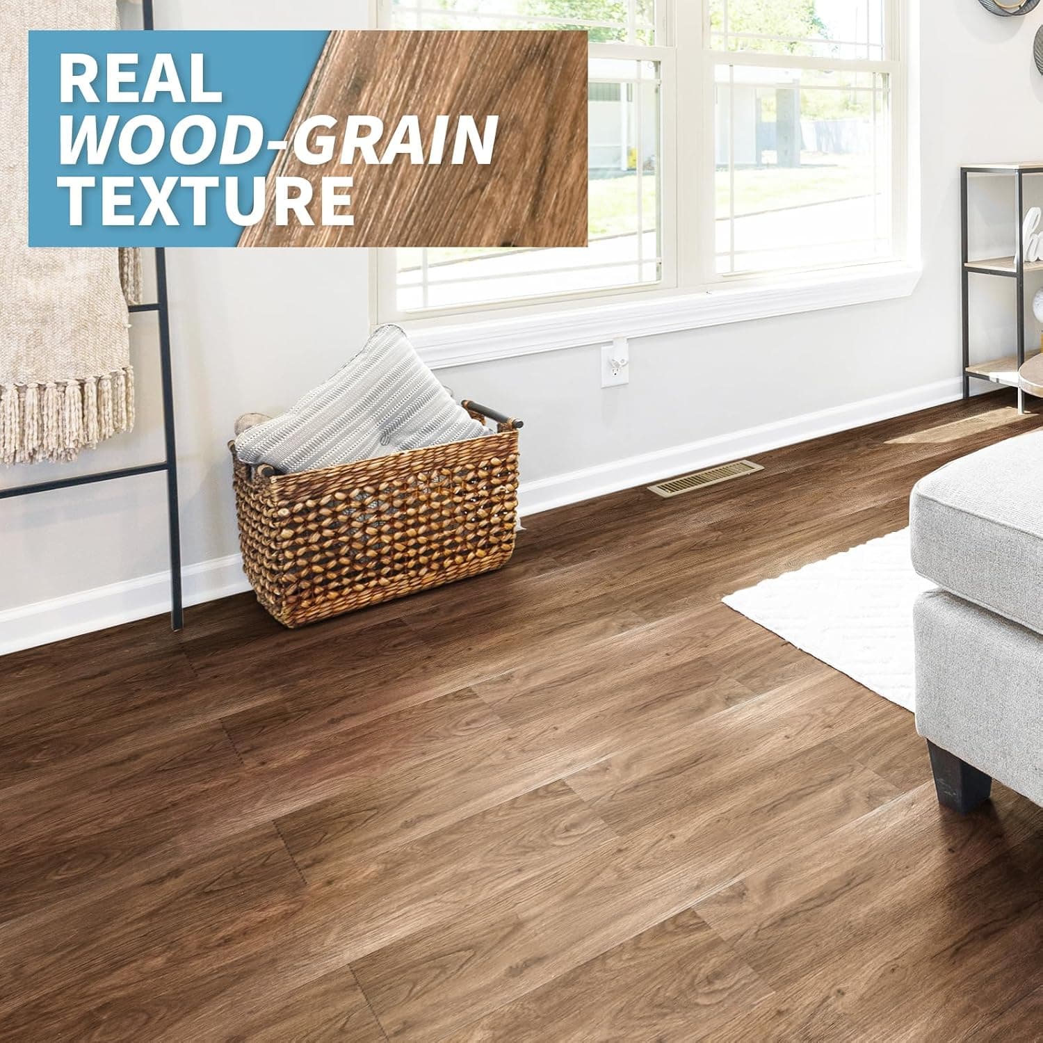 Art3d Wood-Look Peel and Stick Floor Tiles, Rosewood, 36 Pack