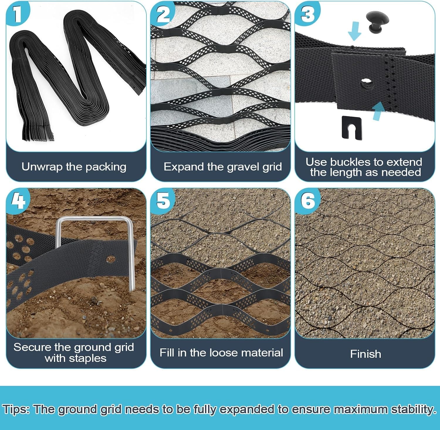 Gravel Grid Geogrid, 33ft x 4ft, 2" Depth