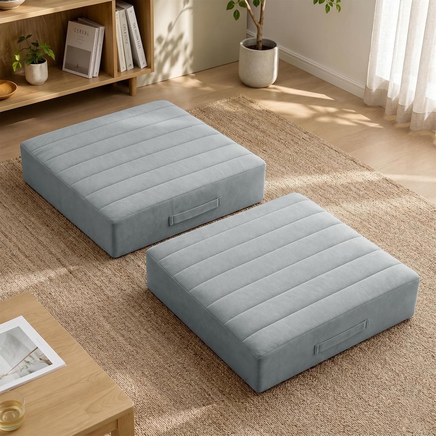 High-Density Foam Floor Pillows, 2 Pcs